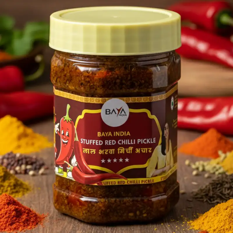 Lal Mirch Bharwa Achar | Stuffed Red Chilli Pickle | Traditional Homemade Indian Pickle | Baya India