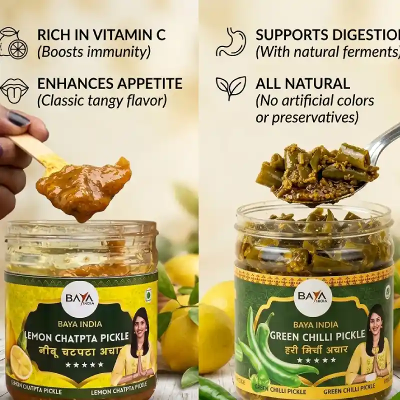Buy Green Chilli & Lemon Chatpata Pickle Combo (250g Each)