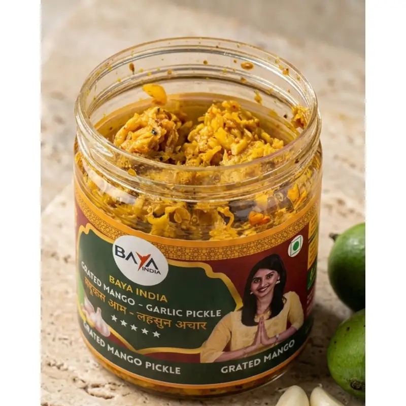 Grated Mango Pickle with Garlic & Green Chilli | Aam Ka Lachcha Achar | Traditional Homemade Pickle | Baya India