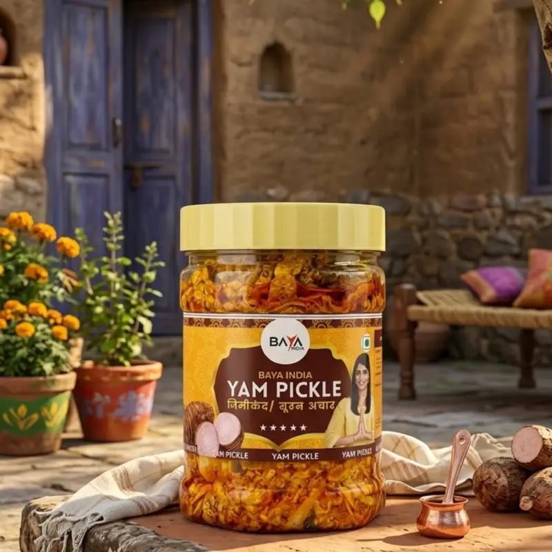 Grated Yam Pickle with Garlic & Green Chilli | Suran Ka Achar | Traditional Homemade Pickle | Baya India