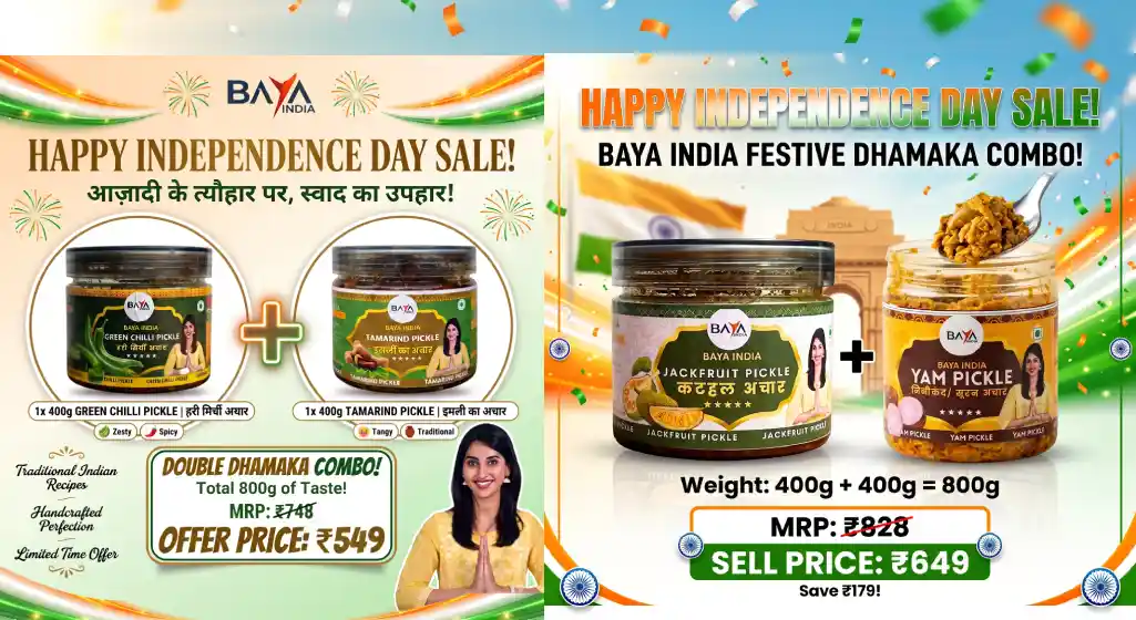 Independence Day Sale Independence Day Sale: Buy Authentic Jackfruit, Yam, Green Chilli & Tamarind Pickles Online