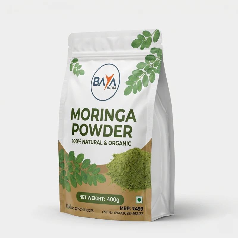 BAYA INDIA Natural Sahjan Churna / Moringa Oleifera Leaf Powder – 400g Daily Ayurvedic Superfood
